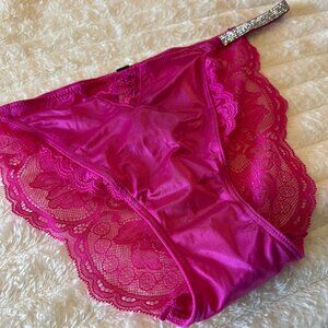 Victoria's secret bling rhinestone panties hot pink sz L nwt